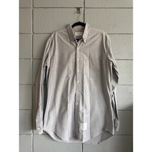 Thom Browne Men's Oxford Cotton Classic Shirt in Charcoal Grey size 5